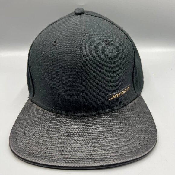 Air Jordan Hat Men Black Leather Brim Jumpman‎ Snap Back Cap